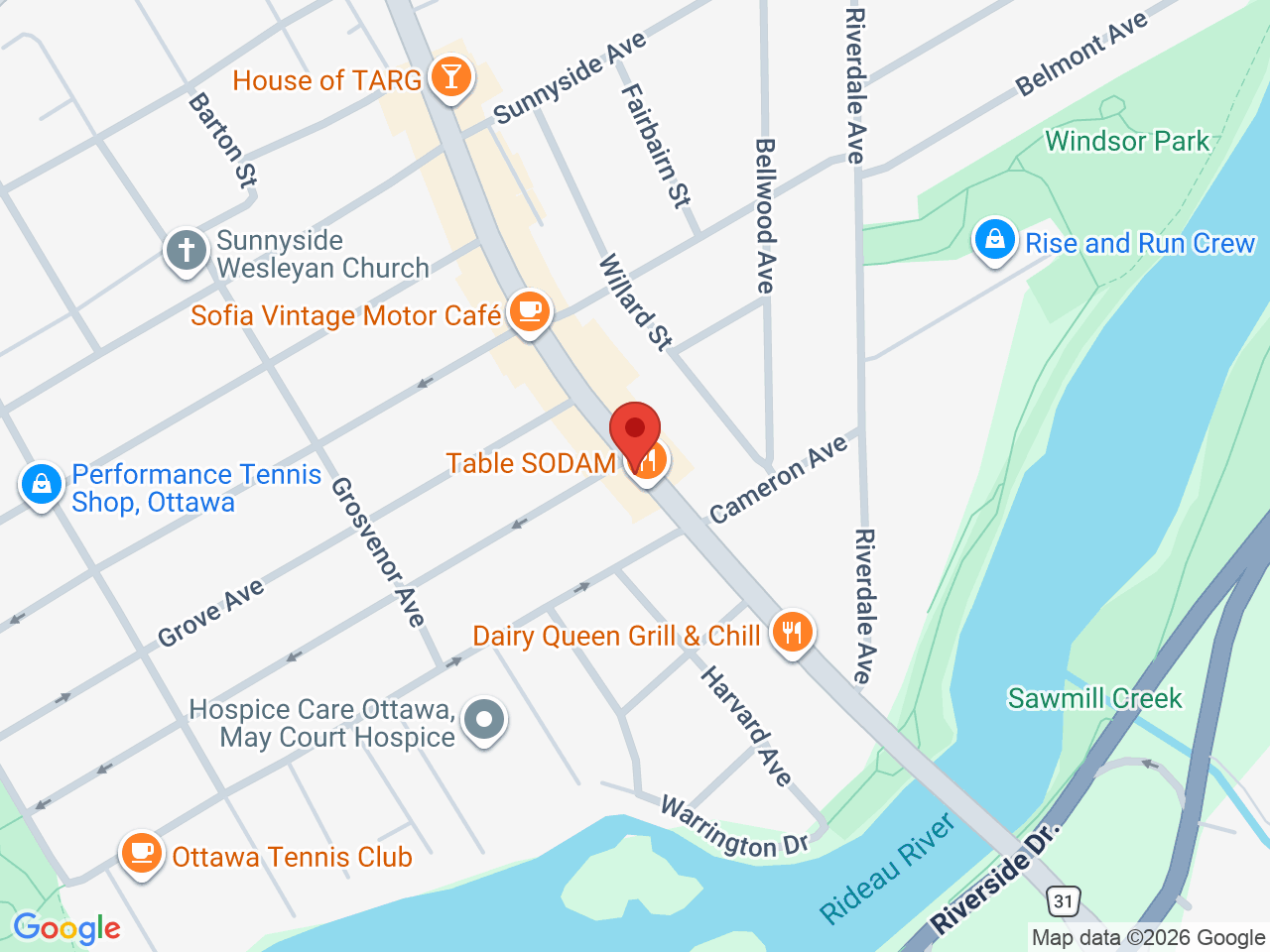 Street map for Creekside Greens, 1192 Bank St, Ottawa ON
