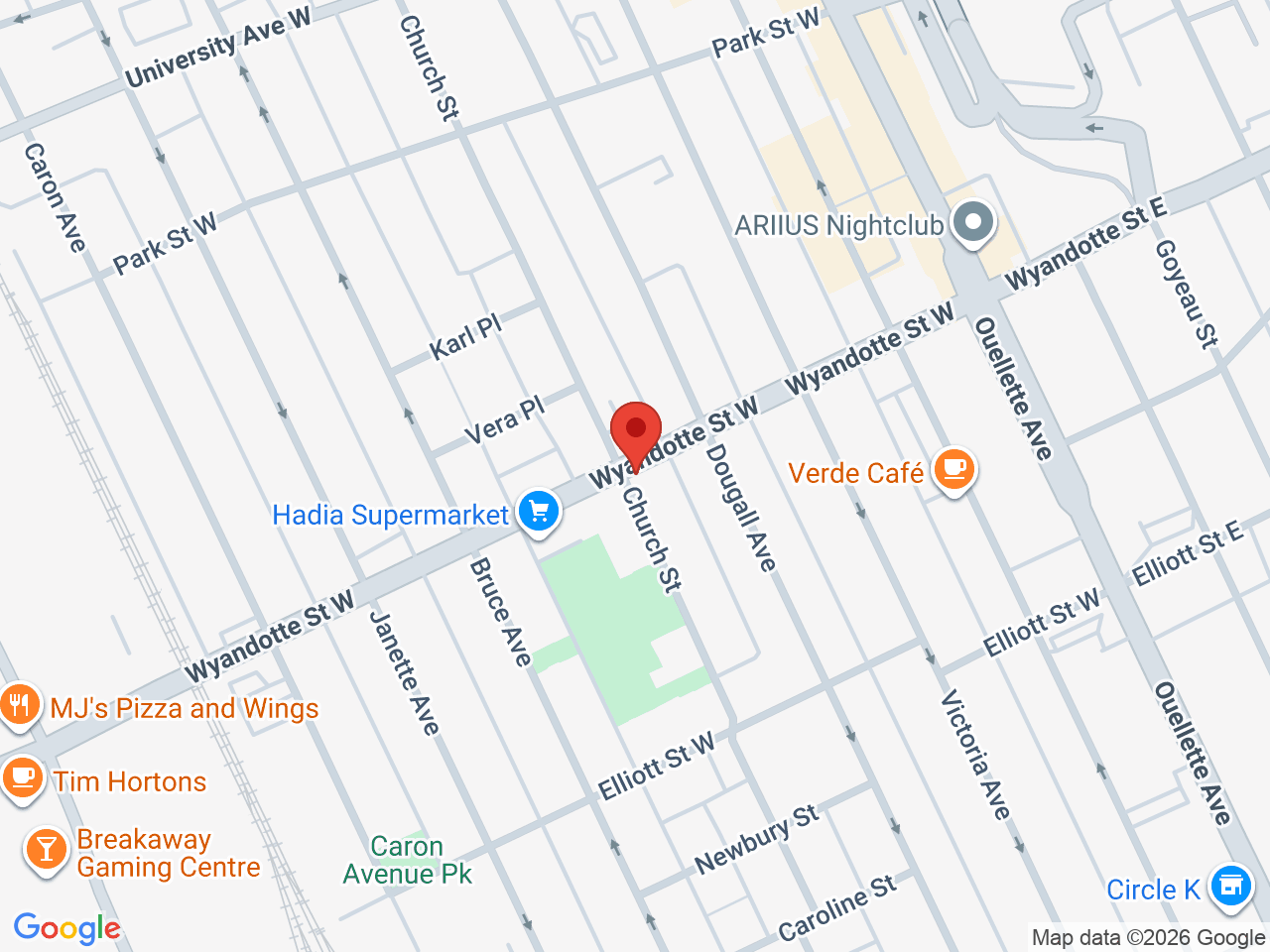 Street map for Discounted Cannabis, 397 Wyandotte St W, Windsor ON