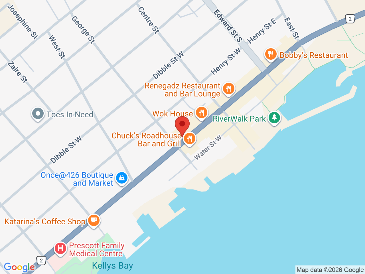 Street map for Dream Cannabis, 290 King St W, Prescott ON