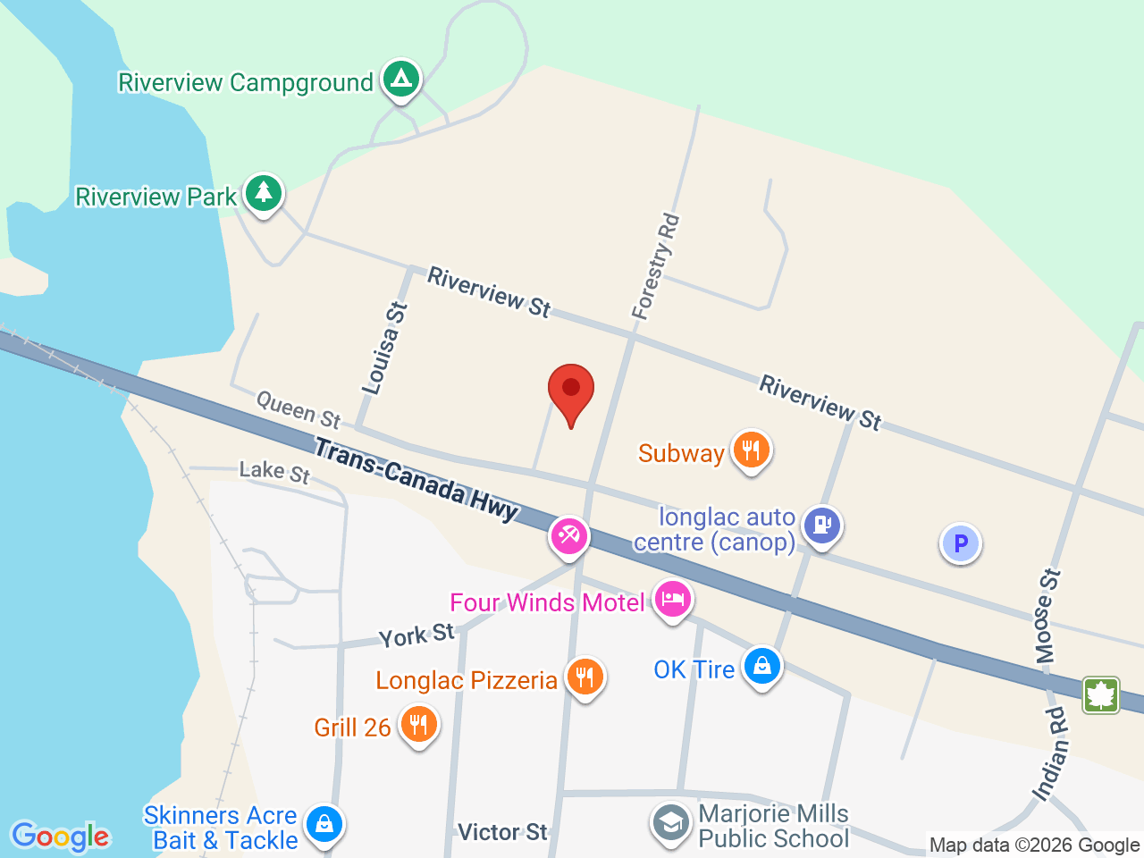 Street map for Evergreen Leaf, 122 Queen St, Longlac ON