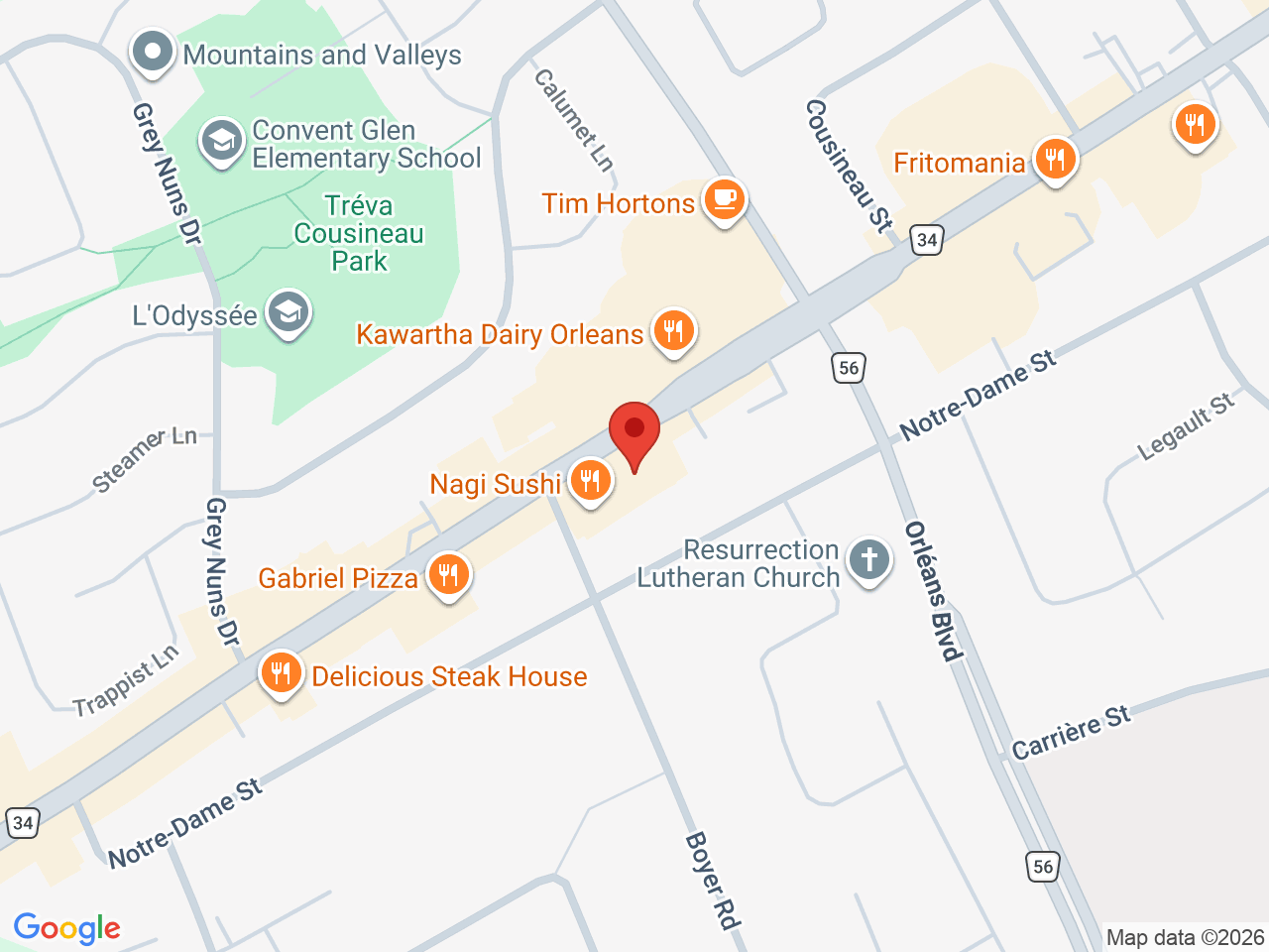 Street map for Greenbank Cannabis, 2208 St Joseph Blvd Unit# 111, Ottawa ON