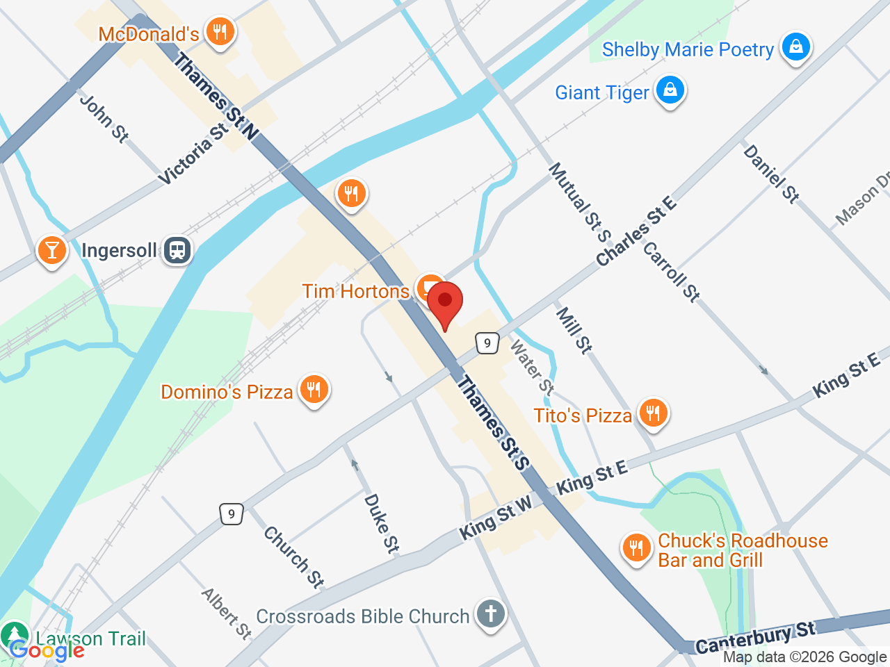 Street map for HighQ Cannabis, 89 Thames St S, Ingersoll ON