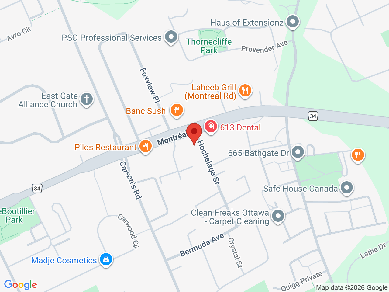 Street map for I Love Cannabis, 928 Montreal Rd unit 3, Ottawa ON