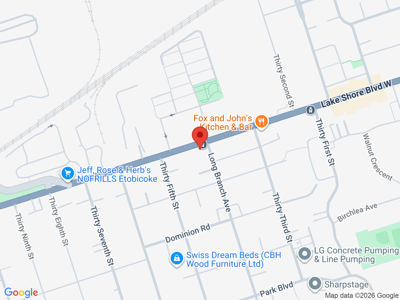 Street map for Jackpot Cannabis, 3581 Lake Shore Blvd W, Etobicoke ON
