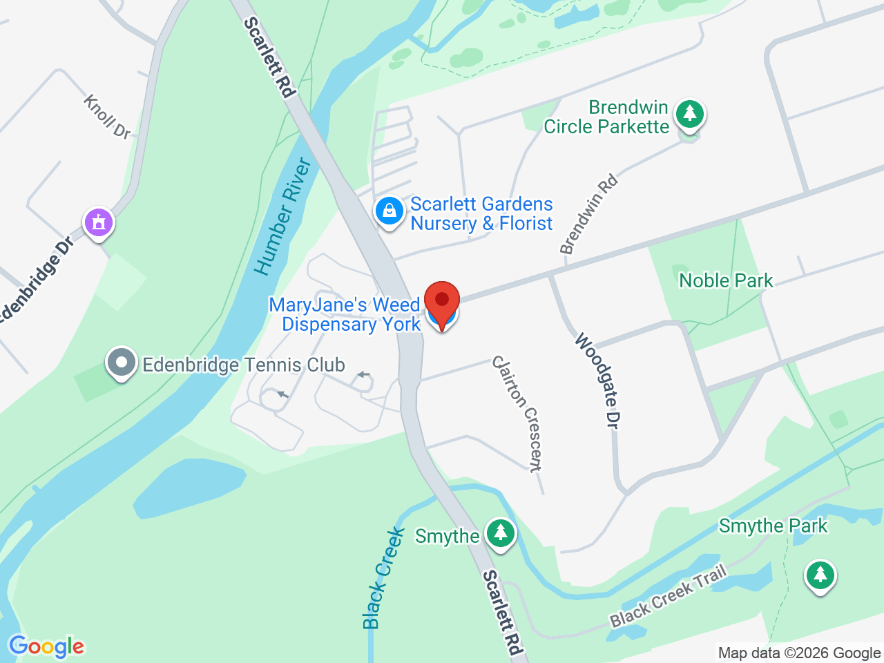 Street map for MaryJane's Cannabis, 239 Scarlett Rd, Toronto ON