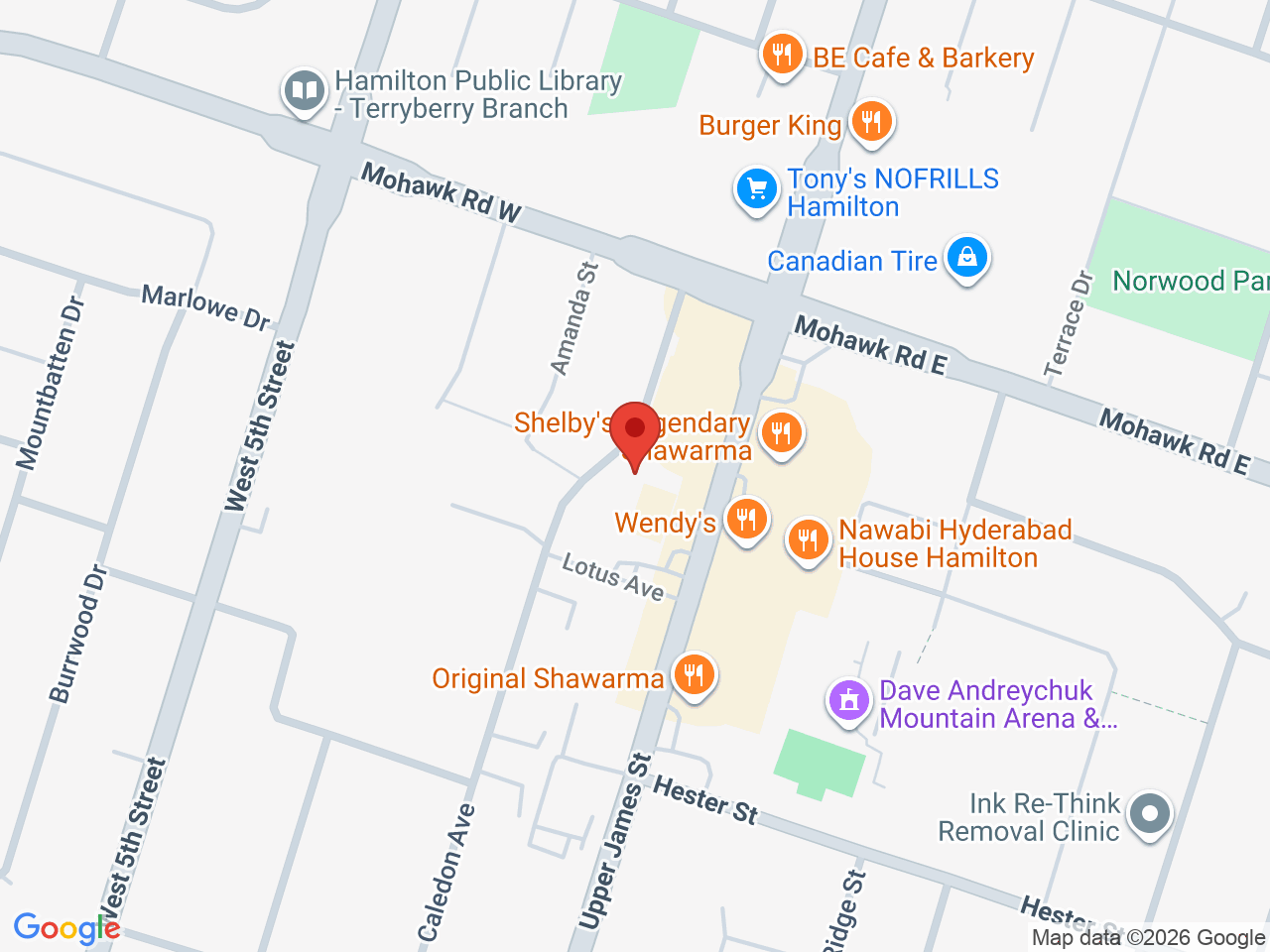 Street map for Neku Cannabis, 858 Upper James St, Hamilton ON