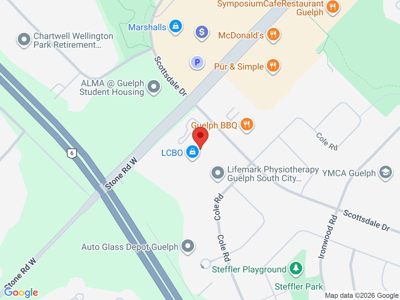 Street map for Reserved Cannabis, 615 Scottsdale Dr Unit #2, Guelph ON