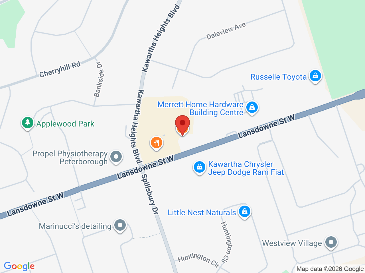 Street map for Runway Pot, 1524 Lansdowne St W Unit 1A, Peterborough ON