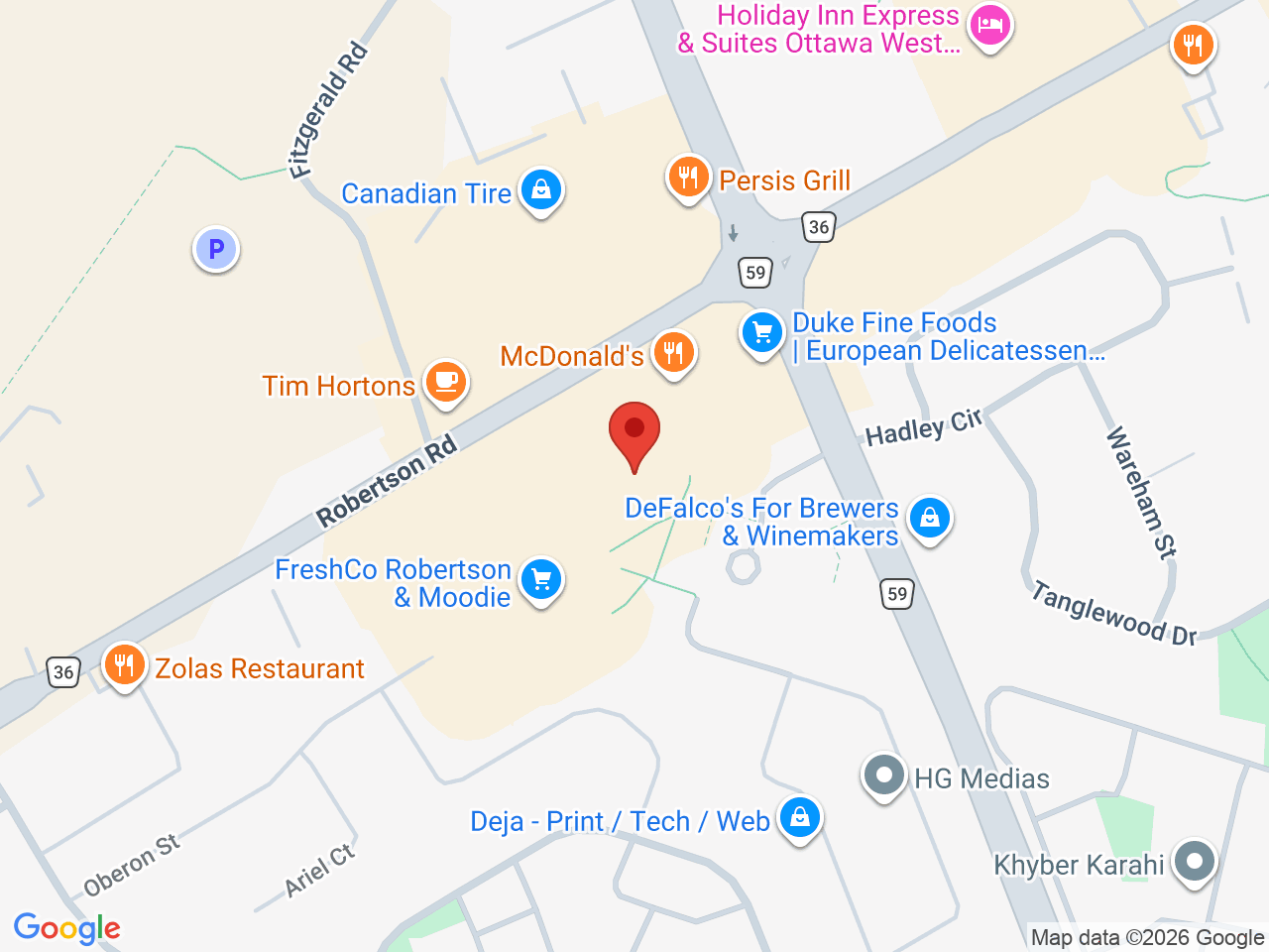 Street map for The Oz Store, 2130 Robertson Rd, Nepean ON