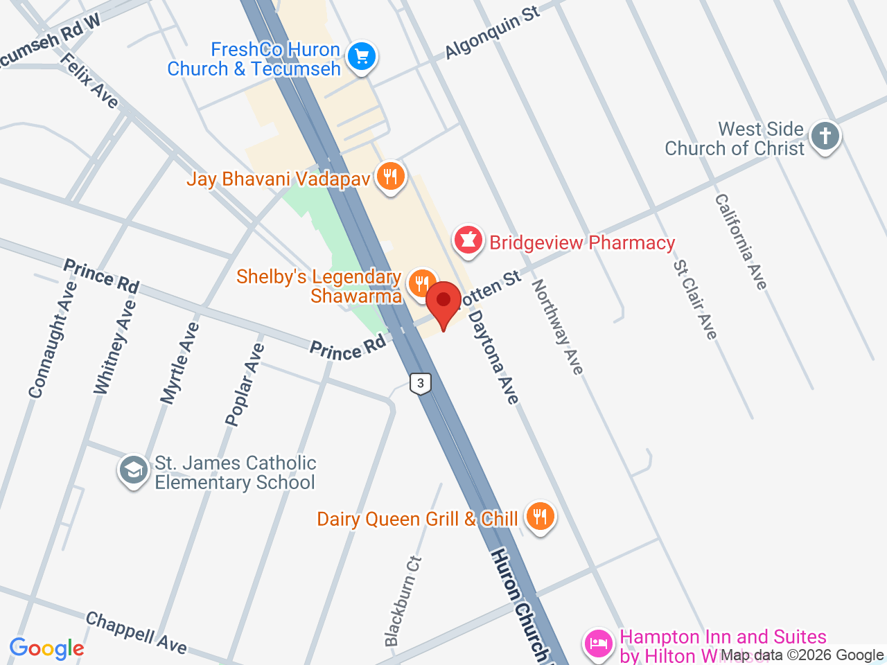 Street map for Value Buds, 1726 Huron Church Rd #2b, Windsor ON