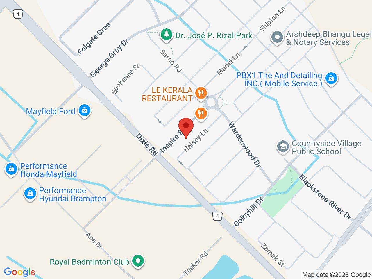 Street map for Vibes Cannabis Co, 117 Inspire Blvd, Brampton ON