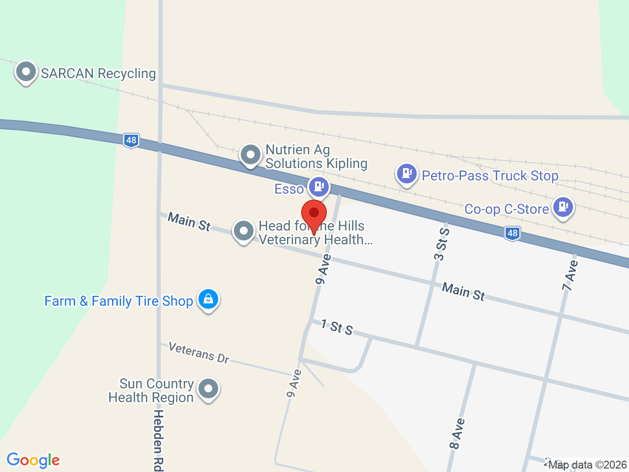 Street map for Bud N Suds Cannabis Shop, 900 Main St, Kipling SK