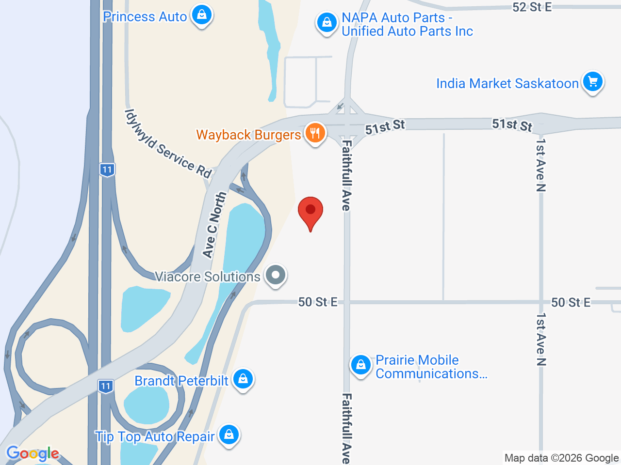 Street map for Cost Cannabis, 2723 Faithfull Ave #102, Saskatoon SK