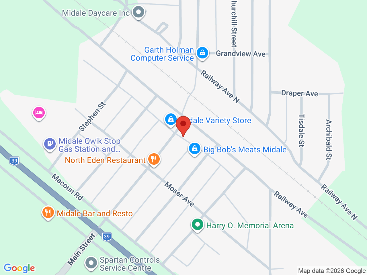 Street map for Galaxie Greens and Edibles, 230 Main St, Midale SK