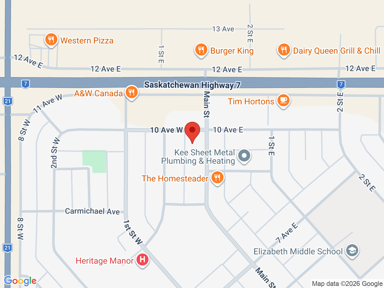 Street map for Wild West Weed Co, 1015 Main St, Kindersley SK