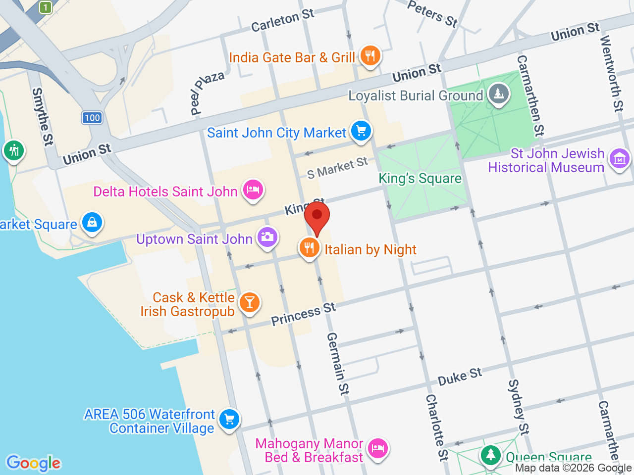 Street map for Cannabis NB, 76 Germain St, Saint John NB