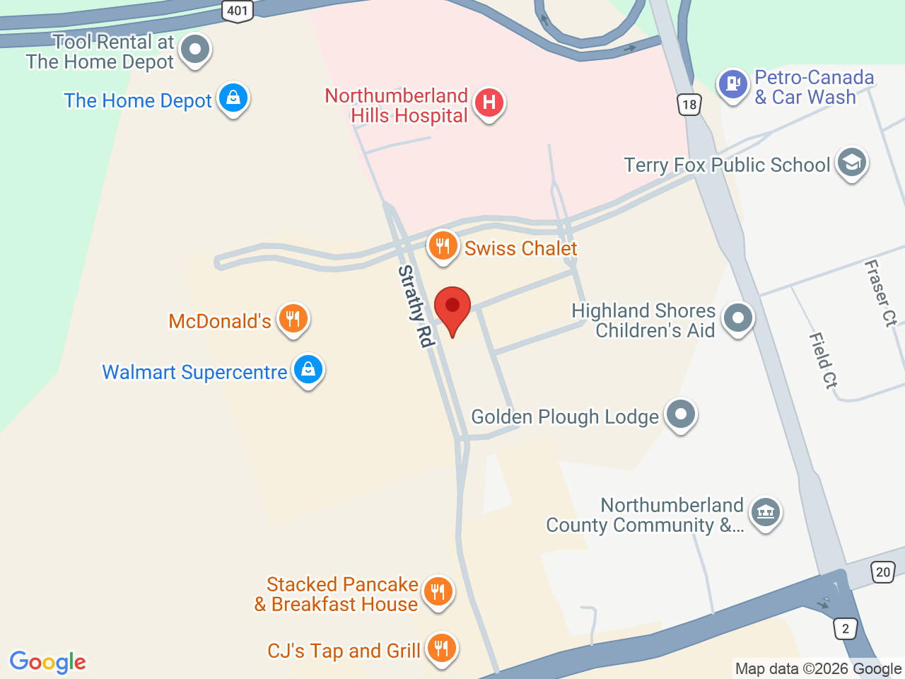 Street map for Sessions Cannabis, 66 Strathy Rd Unit G, Cobourg ON