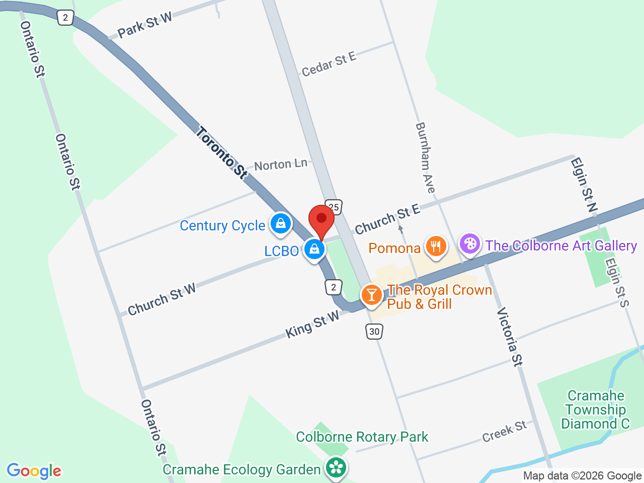 Street map for The Underground, 6 Church St W, Colborne ON