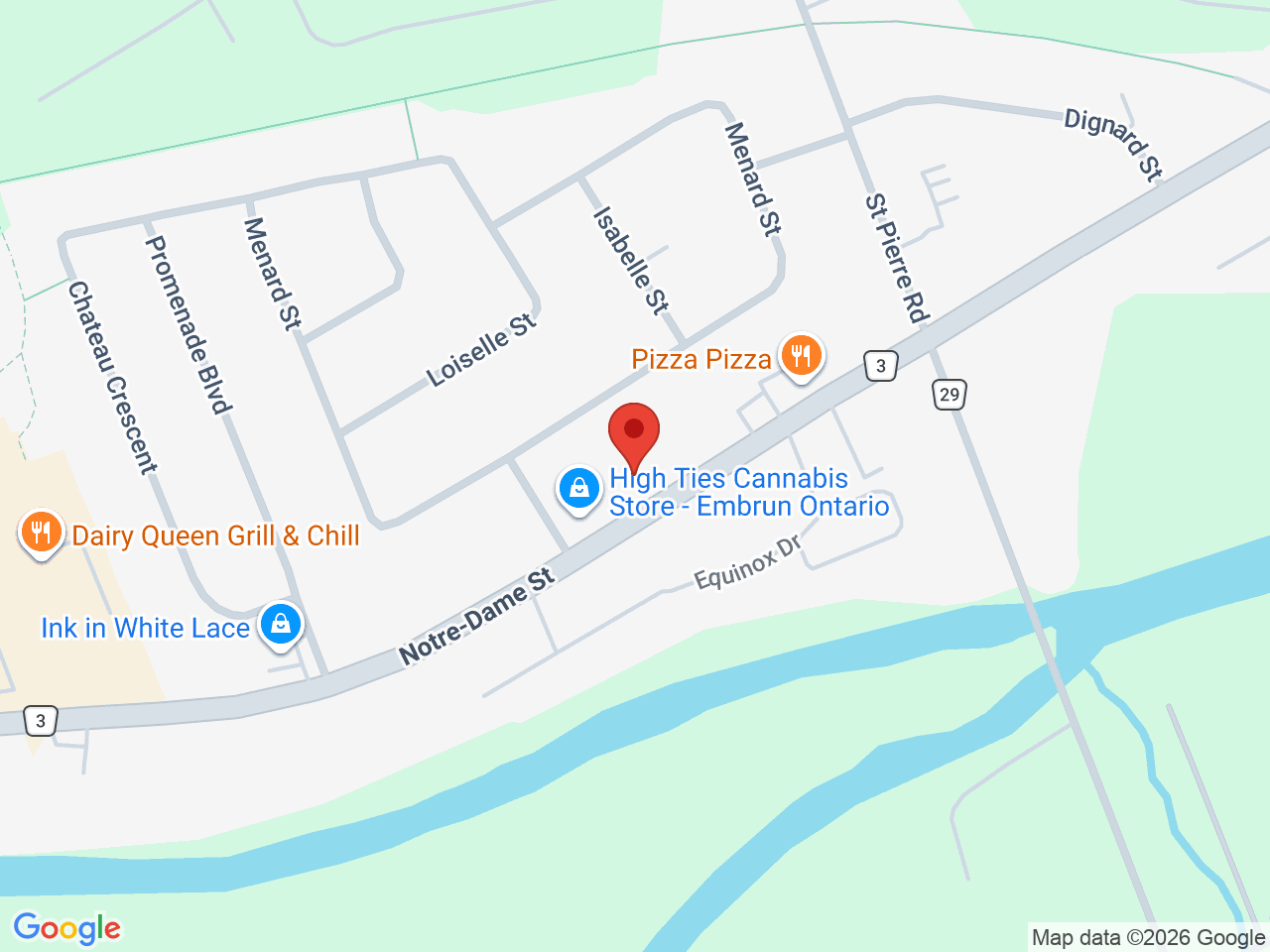 Street map for Highlife Cannabis, 831 Notre Dame St, Embrun ON