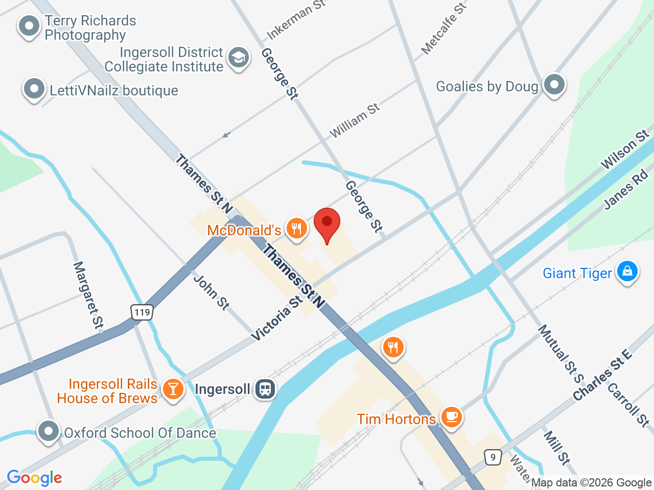 Street map for One Plant, 120 Thames St N unit 1a, Ingersoll ON