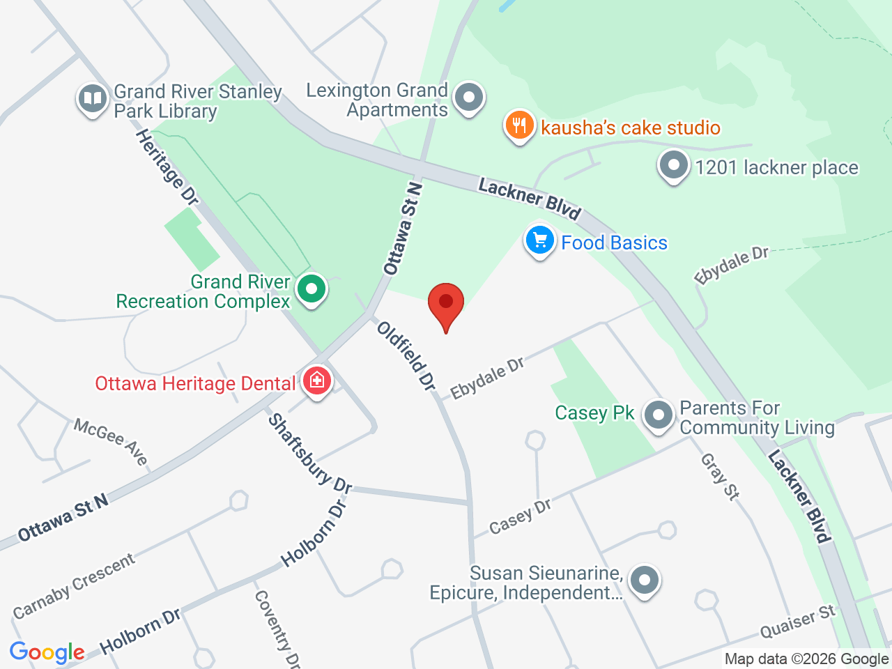 Street map for Hunny Pot Cannabis, 1405 Ottawa St N, Kitchener ON