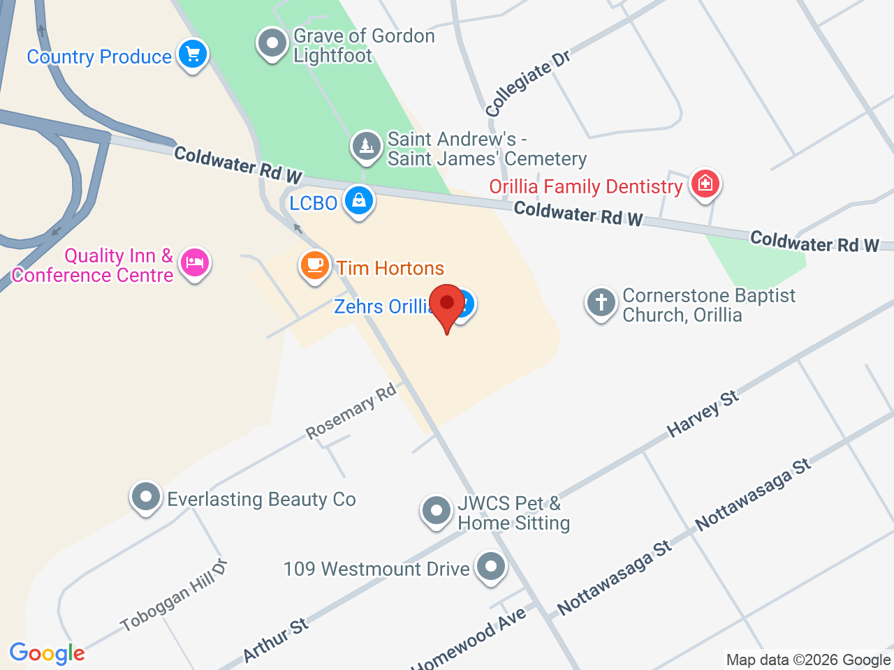 Street map for One Plant, 289 Coldwater Rd W #105, Orillia ON