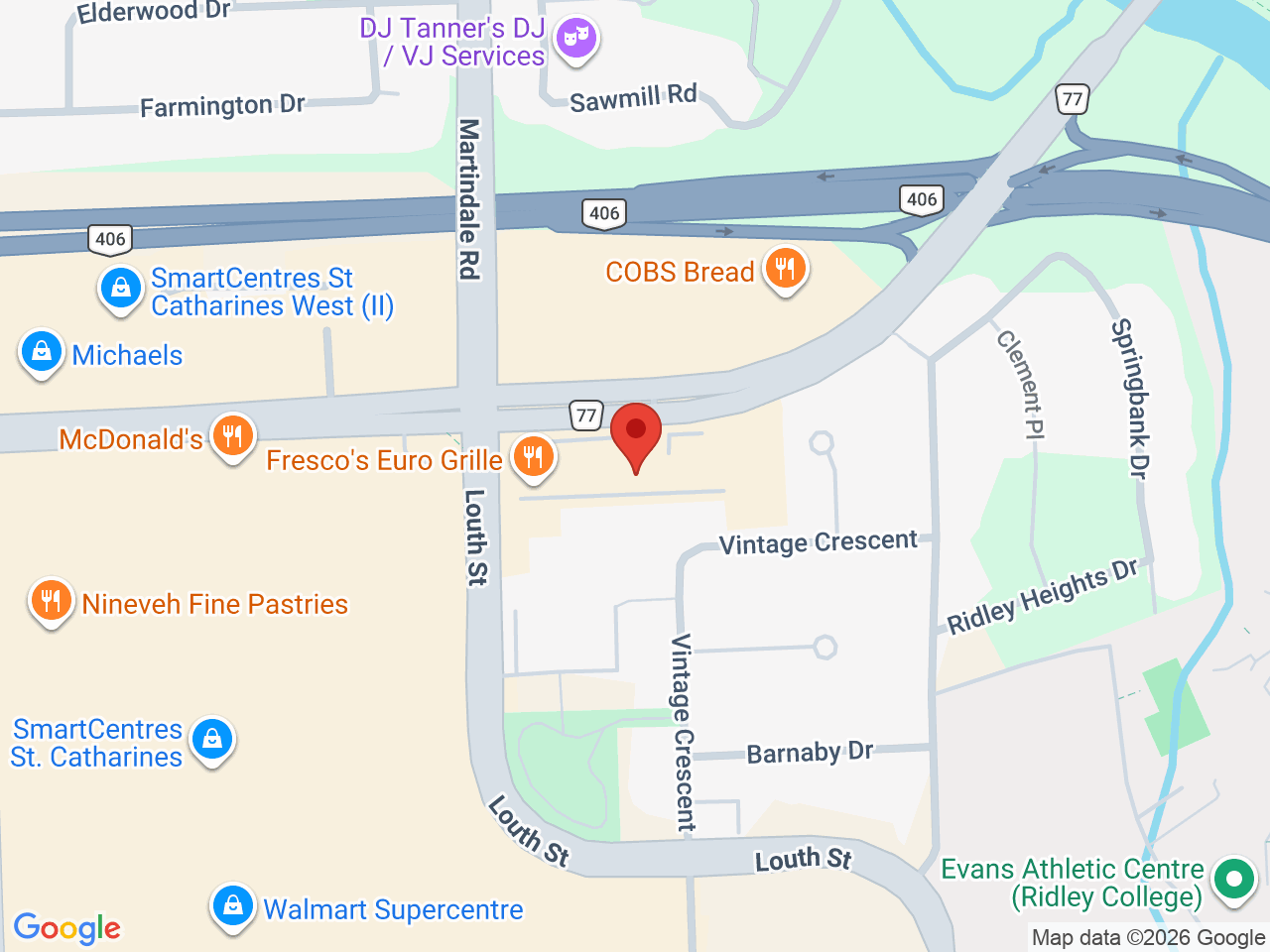 Street map for Discounted Cannabis, 100 Fourth Ave, St. Catharines ON