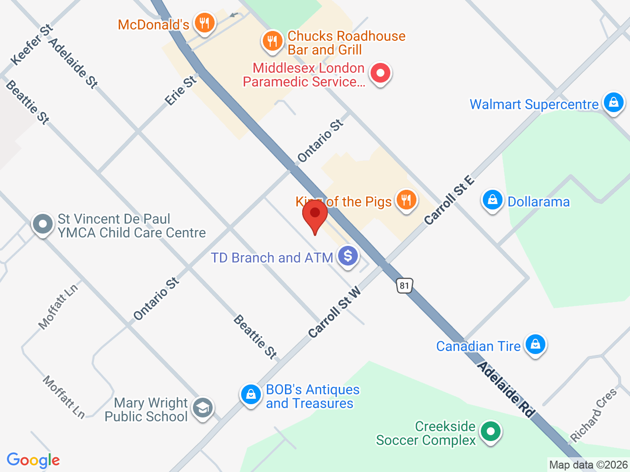 Street map for Highlife Cannabis, 360 Caradoc St S, Strathroy ON