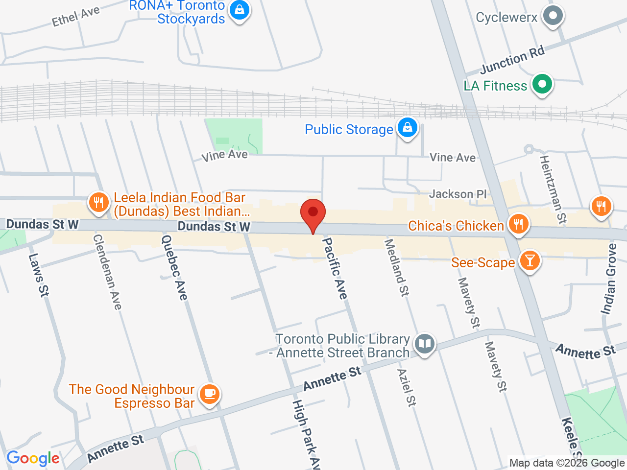 Street map for Hunny Pot Cannabis, 400 Pacific Ave, Toronto ON