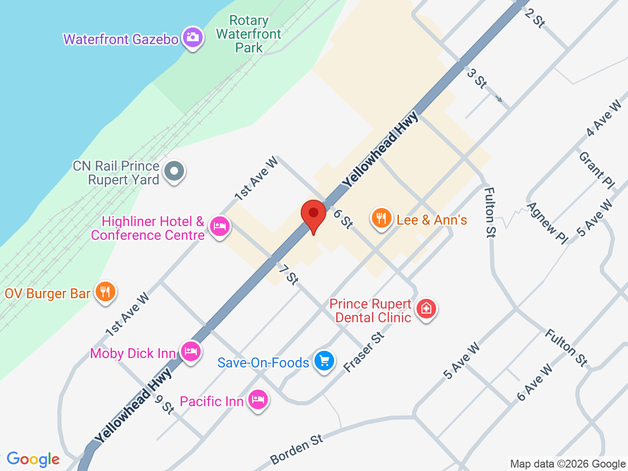 Street map for Prince Rupert Cannabis, 719 2 Ave W, Prince Rupert BC
