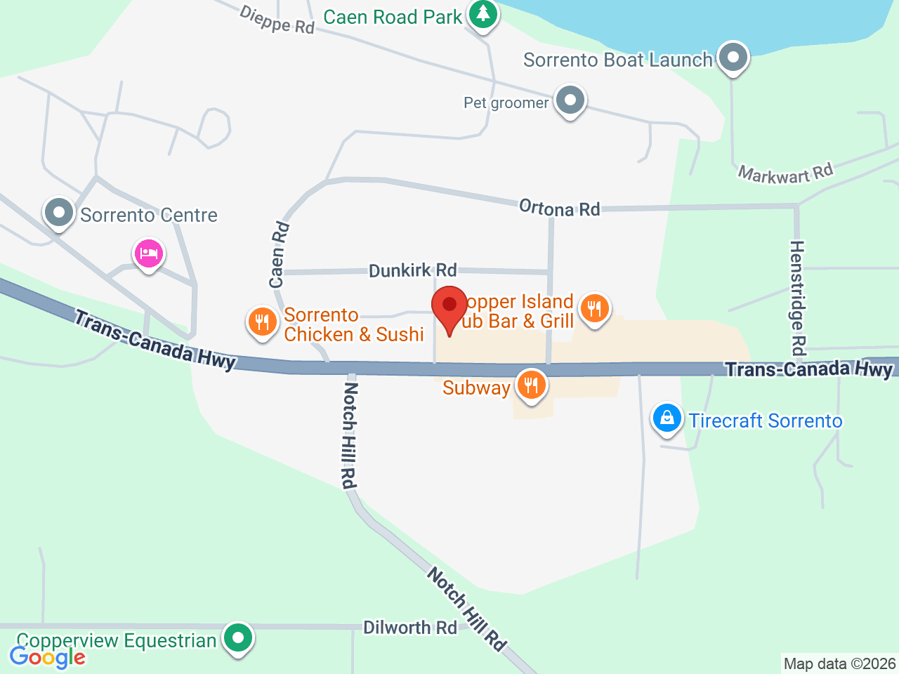 Street map for Copper Island Cannabis, 1245 Trans-Canada Hwy, Sorrento BC