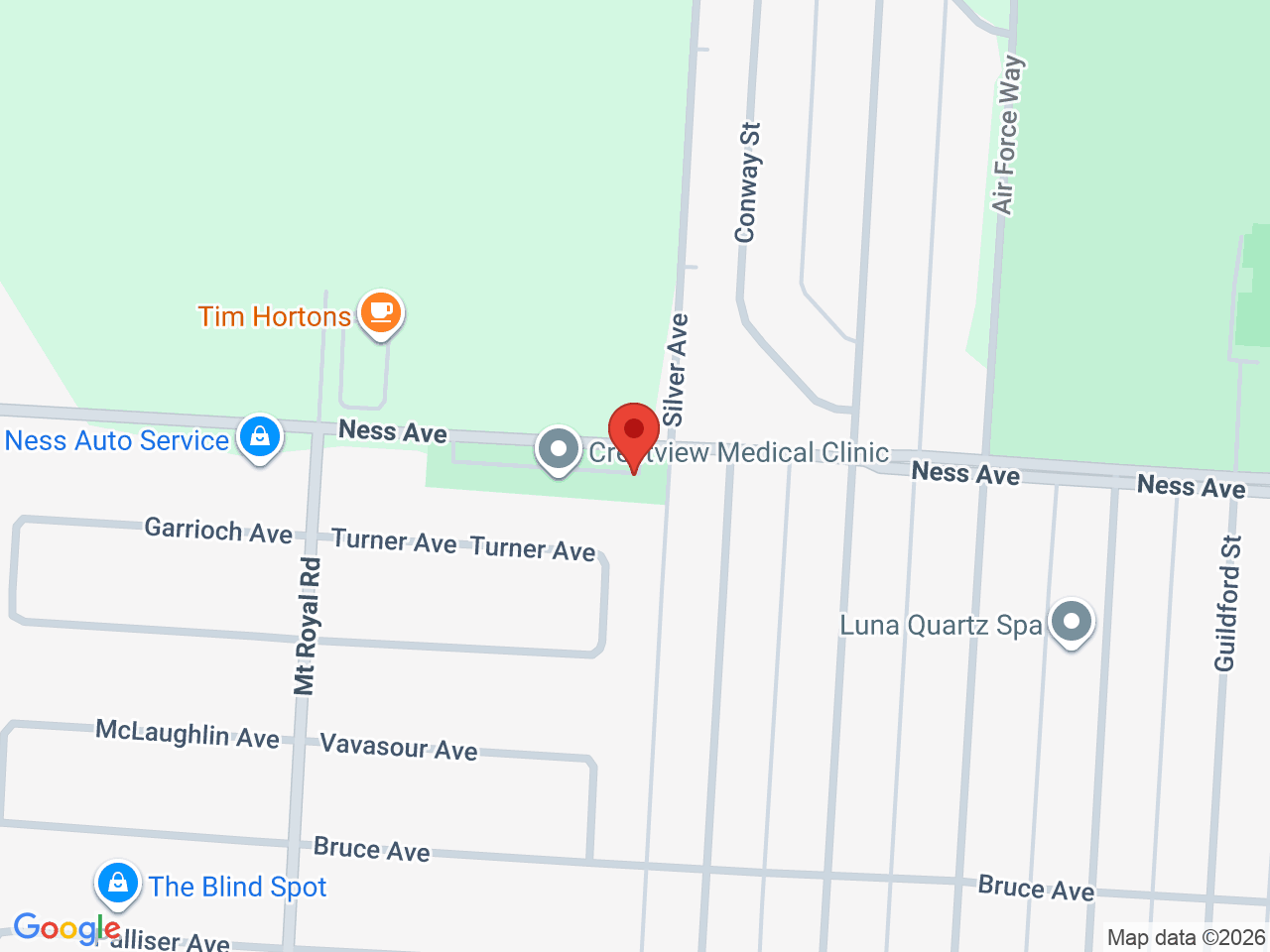Street map for Diamond Flower Cannabis, 2080 Ness Ave, Winnipeg MB