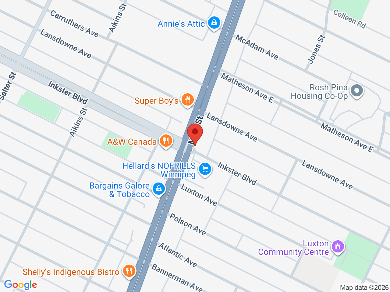 Street map for The Joint Cannabis, 1459 Main St, Winnipeg MB