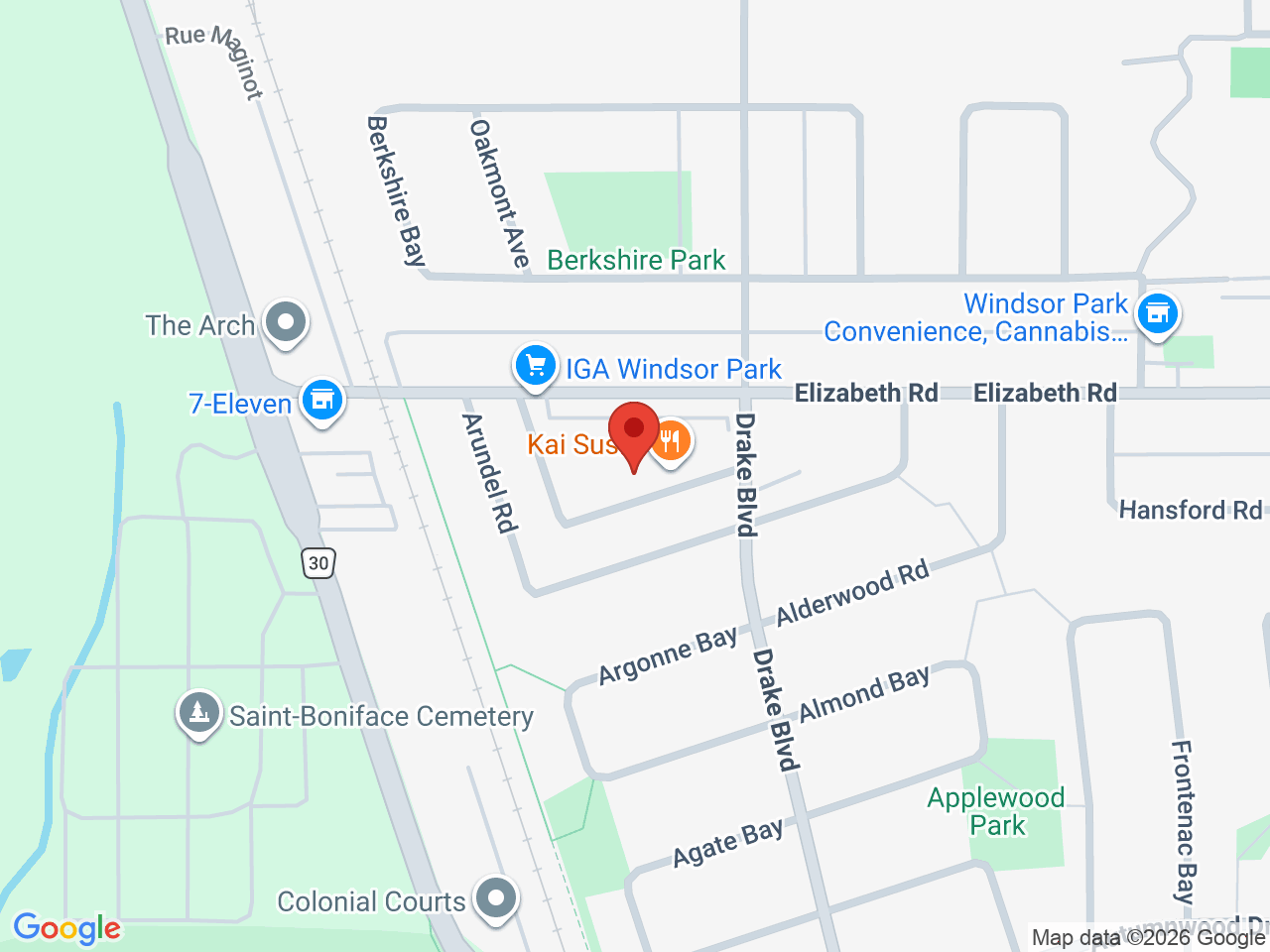 Street map for Up In Sky, 664 Elizabeth Rd Suite B, Winnipeg MB