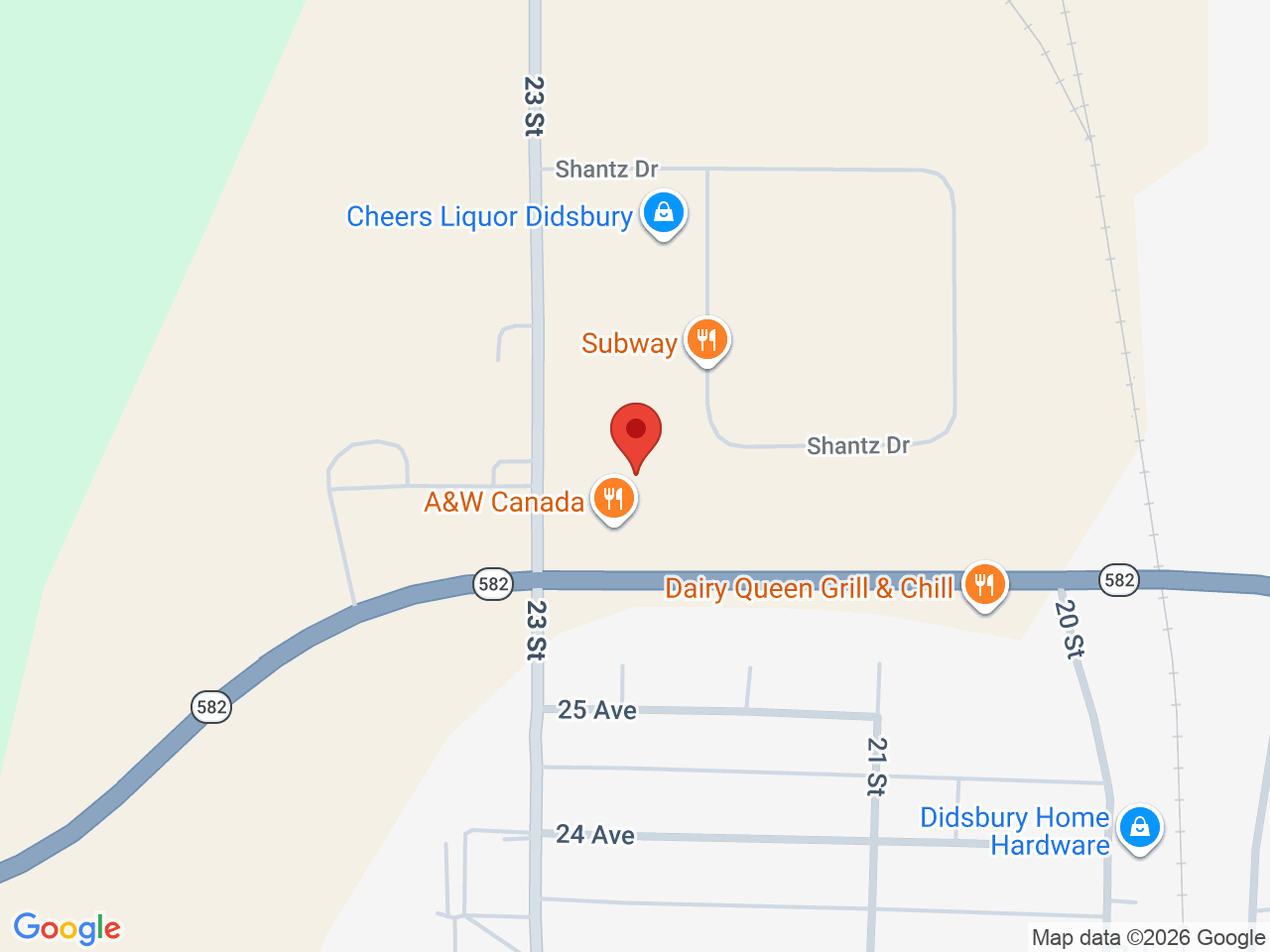 Street map for Bargain Buds, 800 Shantz Dr Unit 330, Didsbury AB