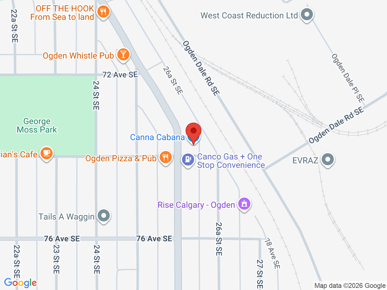 Street map for Canna Cabana, 501-7248 Ogden Rd SE, Calgary AB