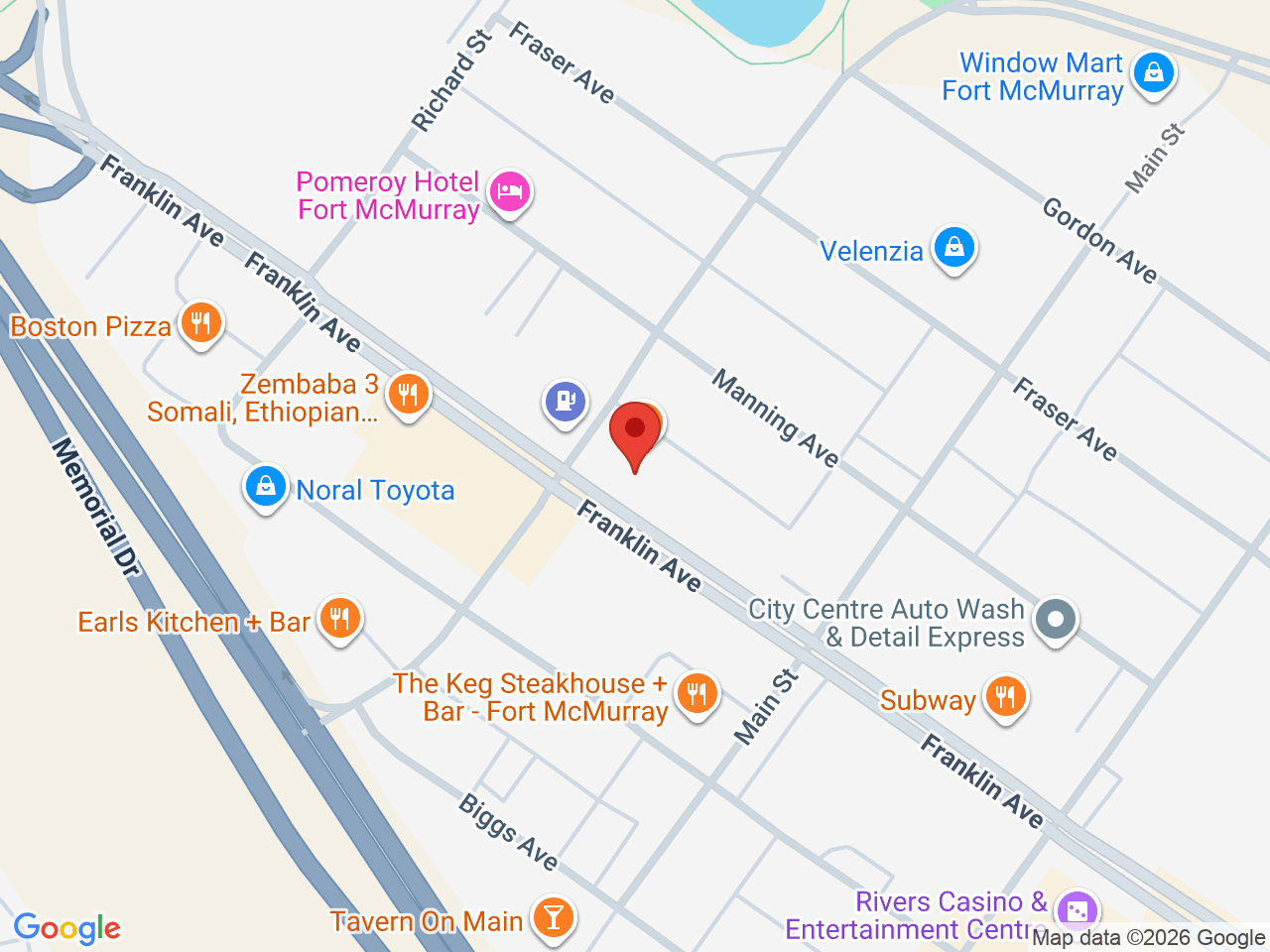 Street map for Canna Cabana, 10024 Franklin Ave, Fort McMurray AB