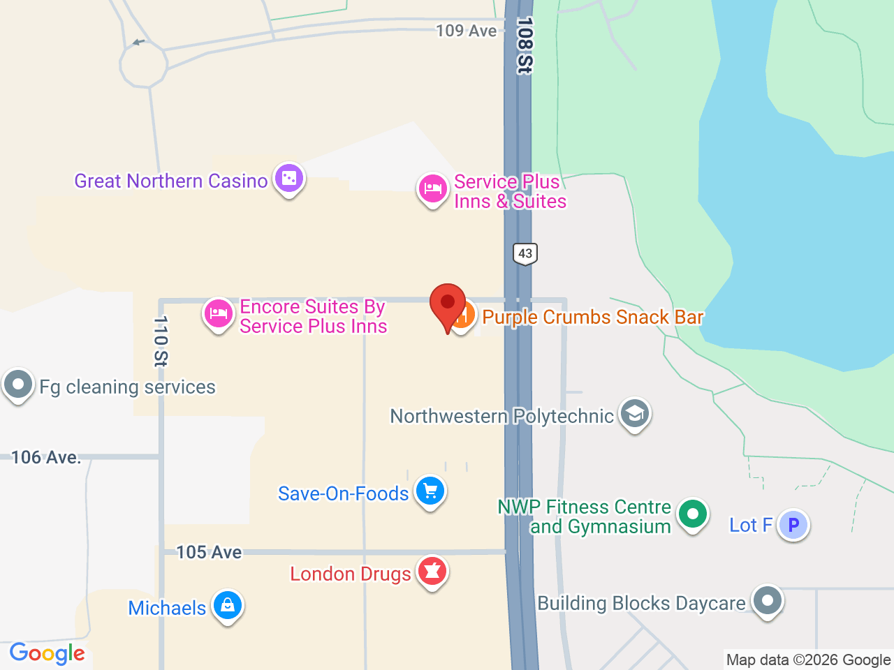 Street map for Cannabis 4 Less, 10661 108 St #101, Grande Prairie AB