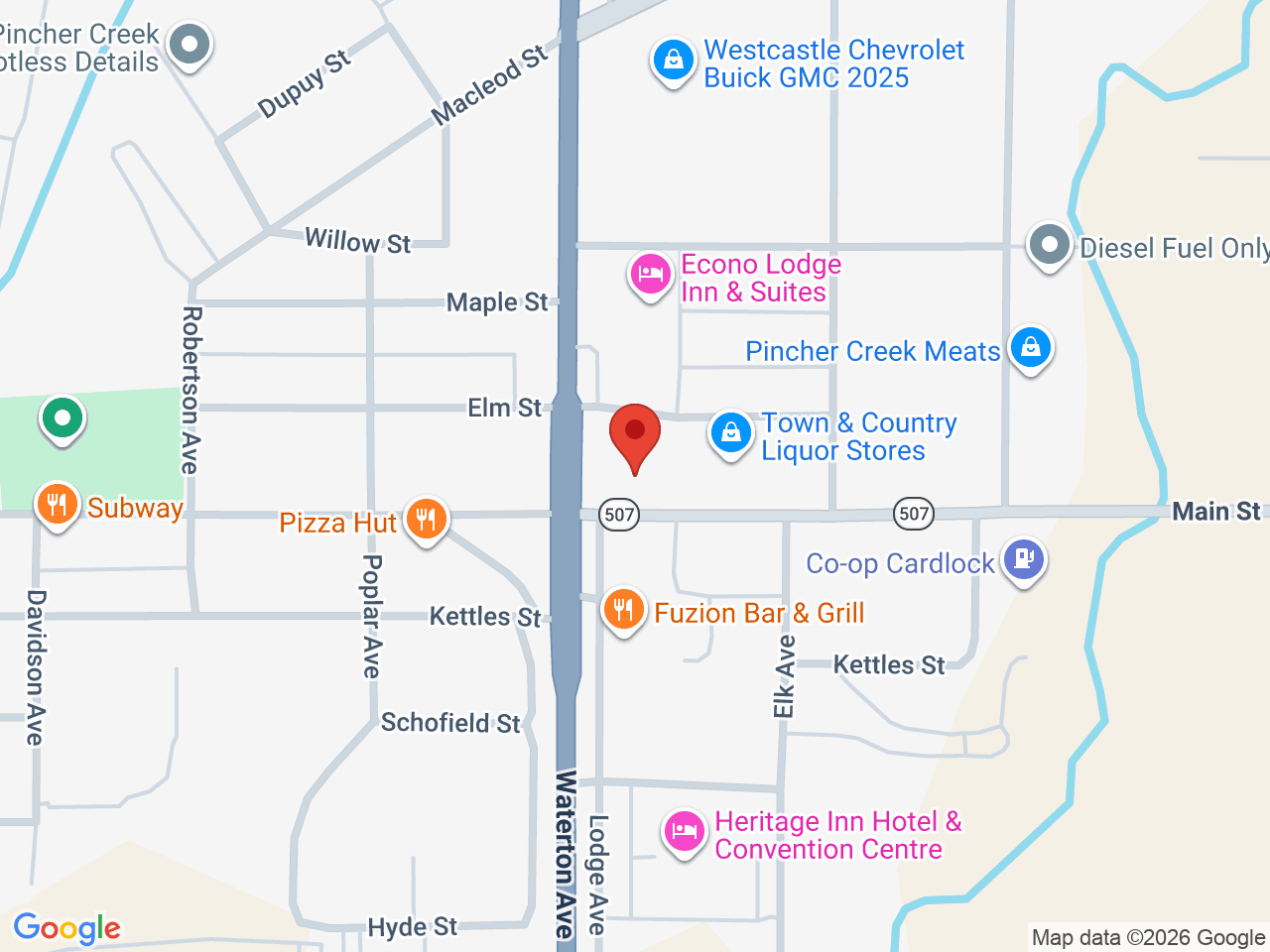 Street map for Cannabis by Nature, 1009 Waterton Ave, Pincher Creek AB