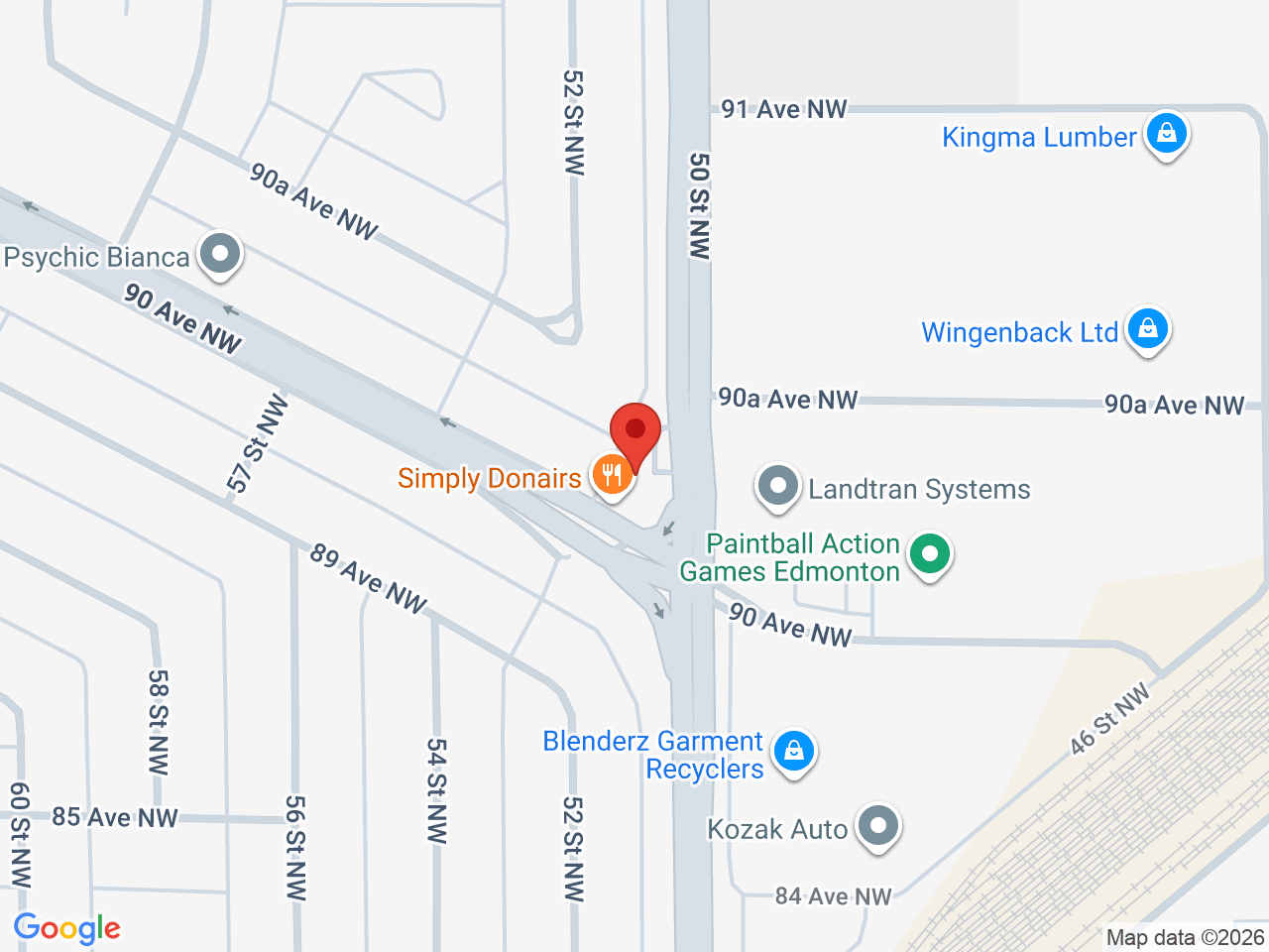 Street map for Crown Cannabis, 9020 50 St NW, Edmonton AB