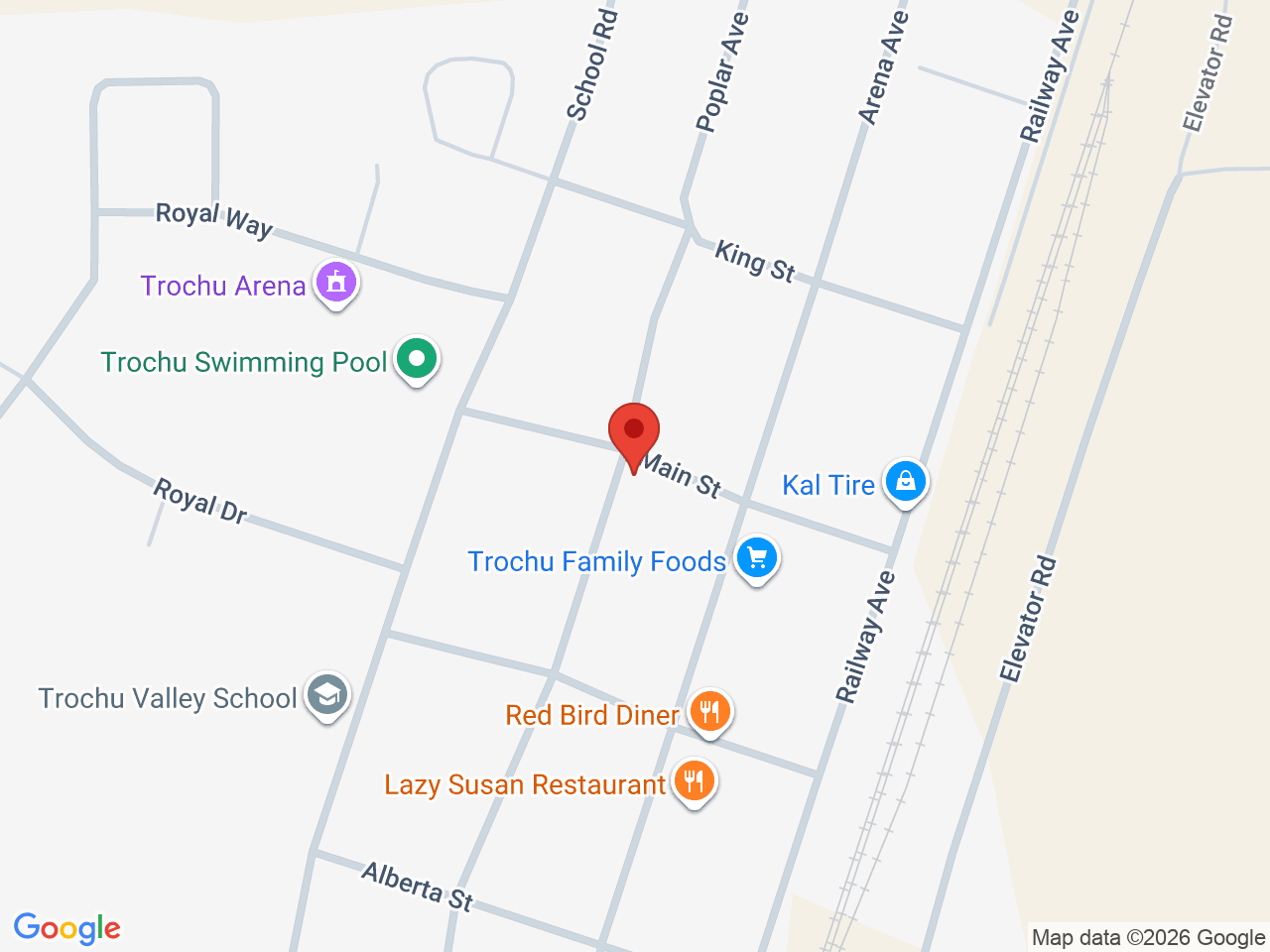 Street map for GoodVibes Cannabis of Trochu, 323 Main St, Trochu AB