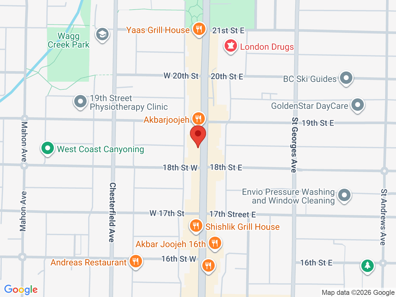 Street map for Affinity Cannabis Store, 1825 Lonsdale Ave, North Vancouver BC