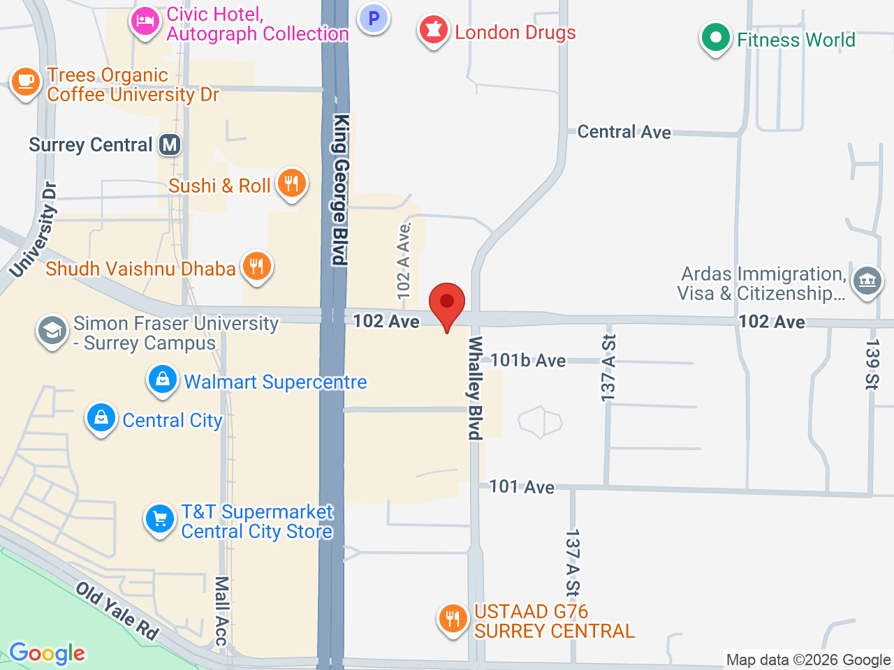 Street map for Dutch Love, 13650 102 Ave Unit 201, Surrey BC