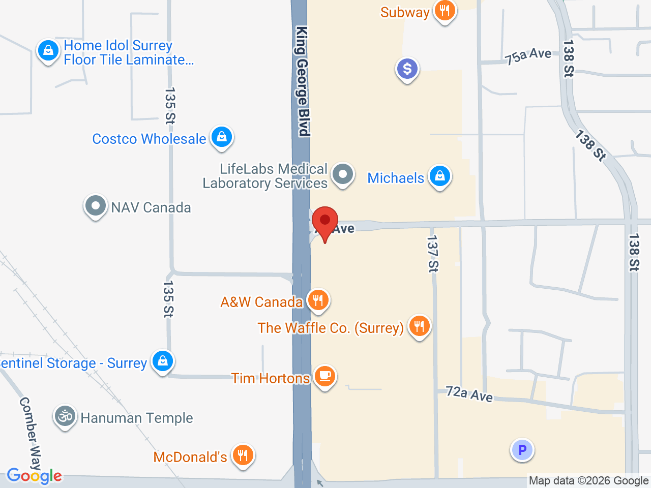 Street map for Imagine Cannabis, 7380 King George Blvd Unit 502, Surrey BC