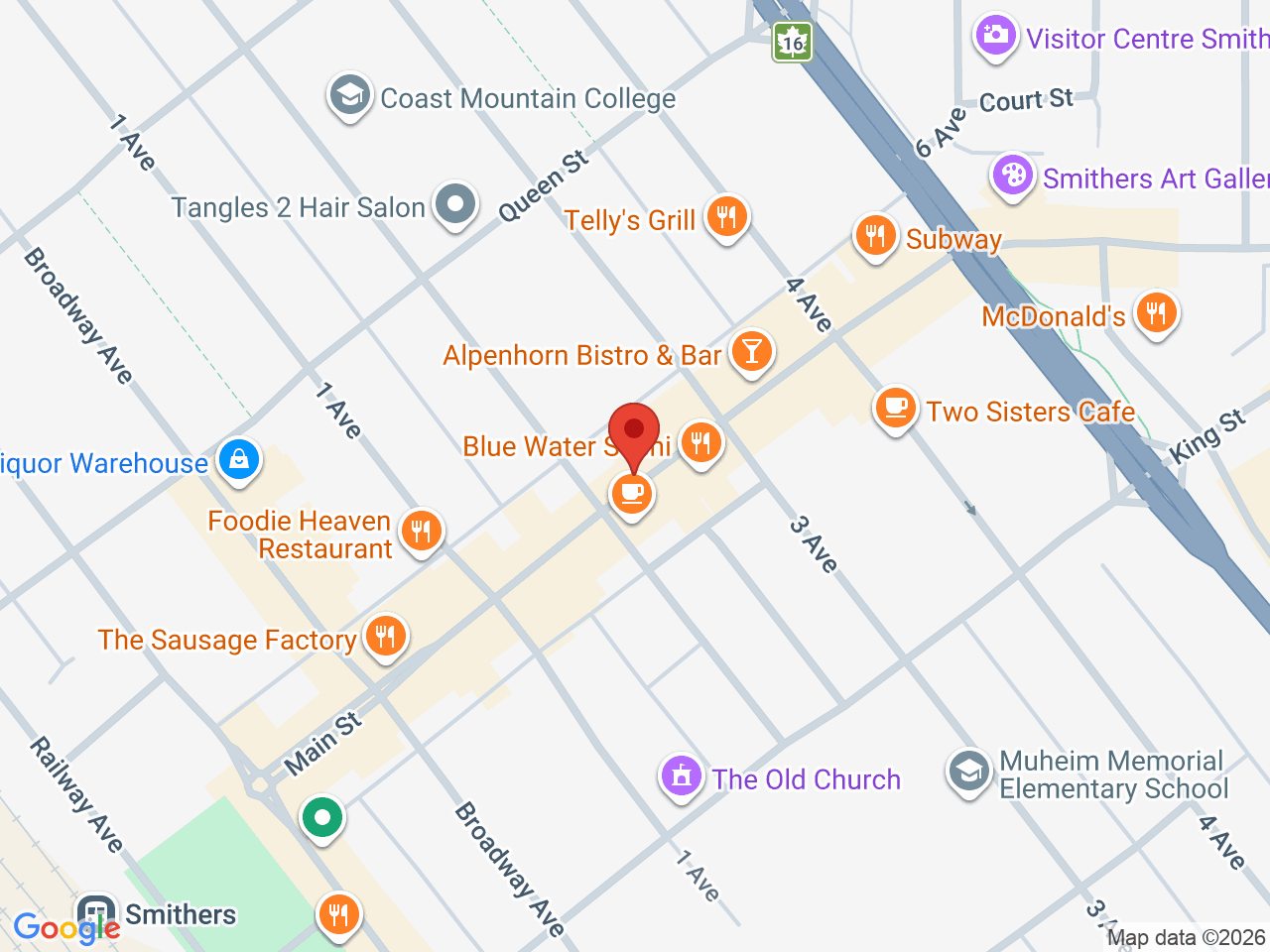 Street map for Pacificanna, 1215 Main St, Smithers BC