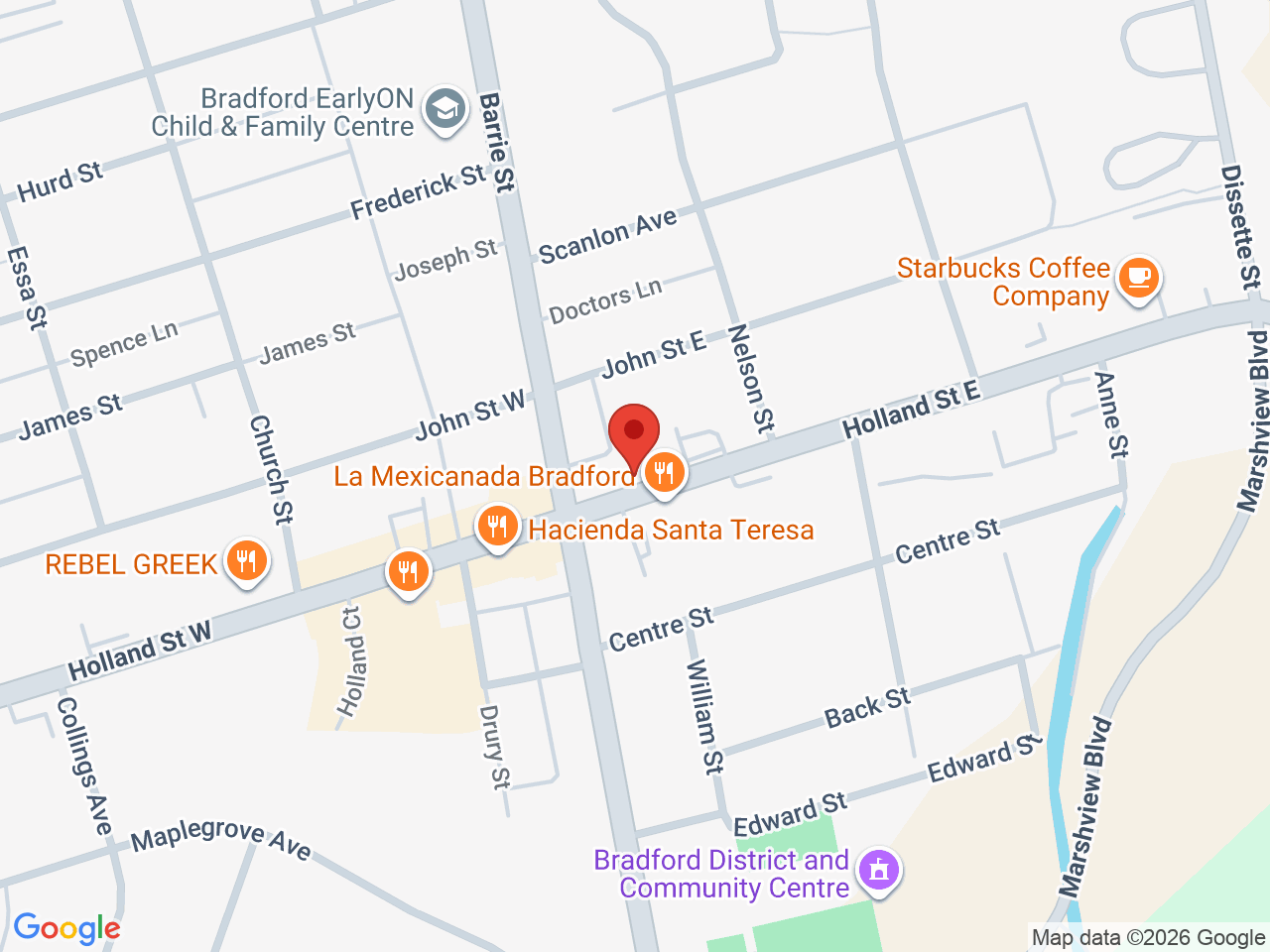 Street map for Beaverton Cannabis, 23 Holland St E, Bradford ON