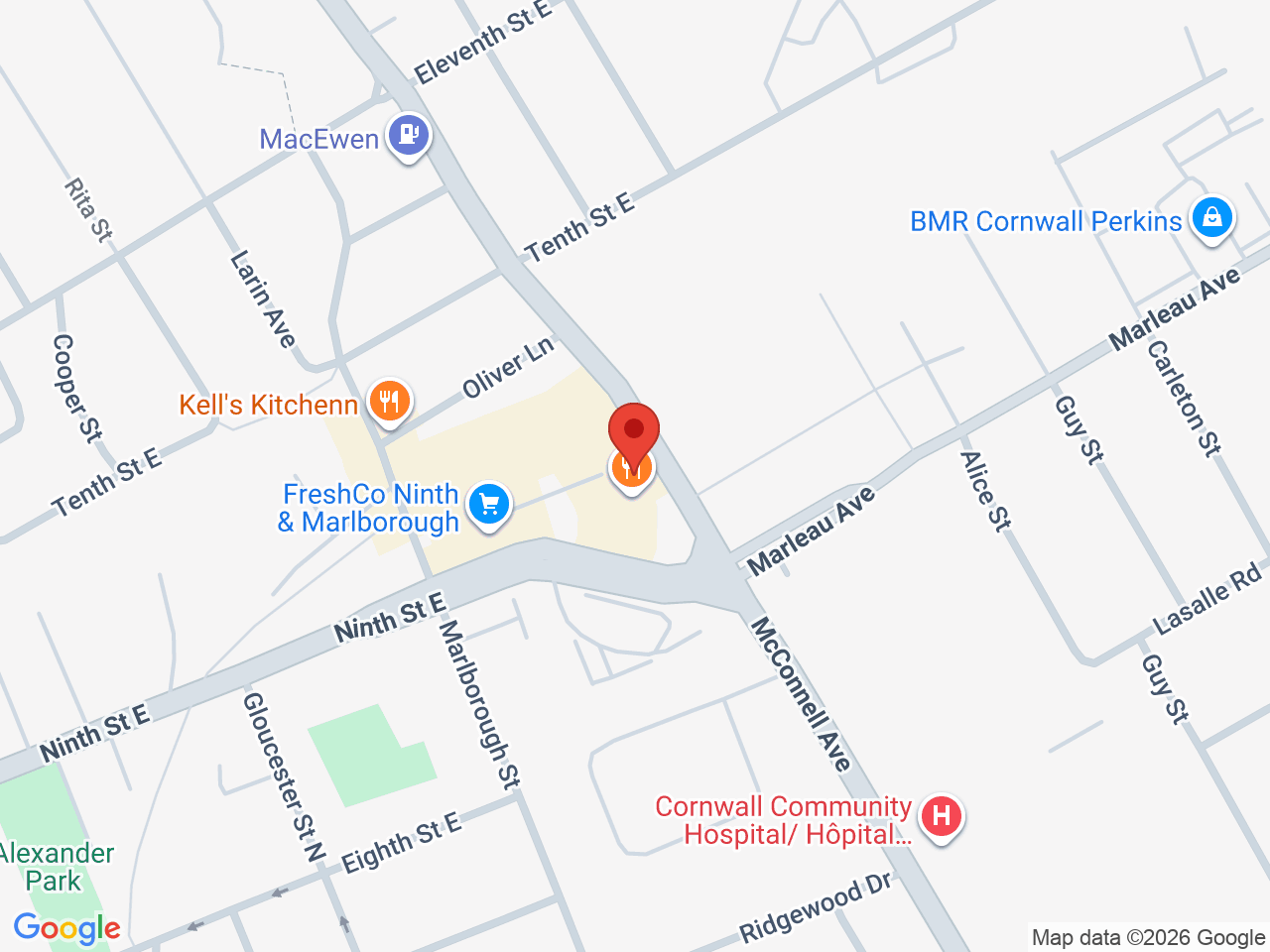 Street map for Canna Cabana, 525 Ninth St E unit d1, Cornwall ON