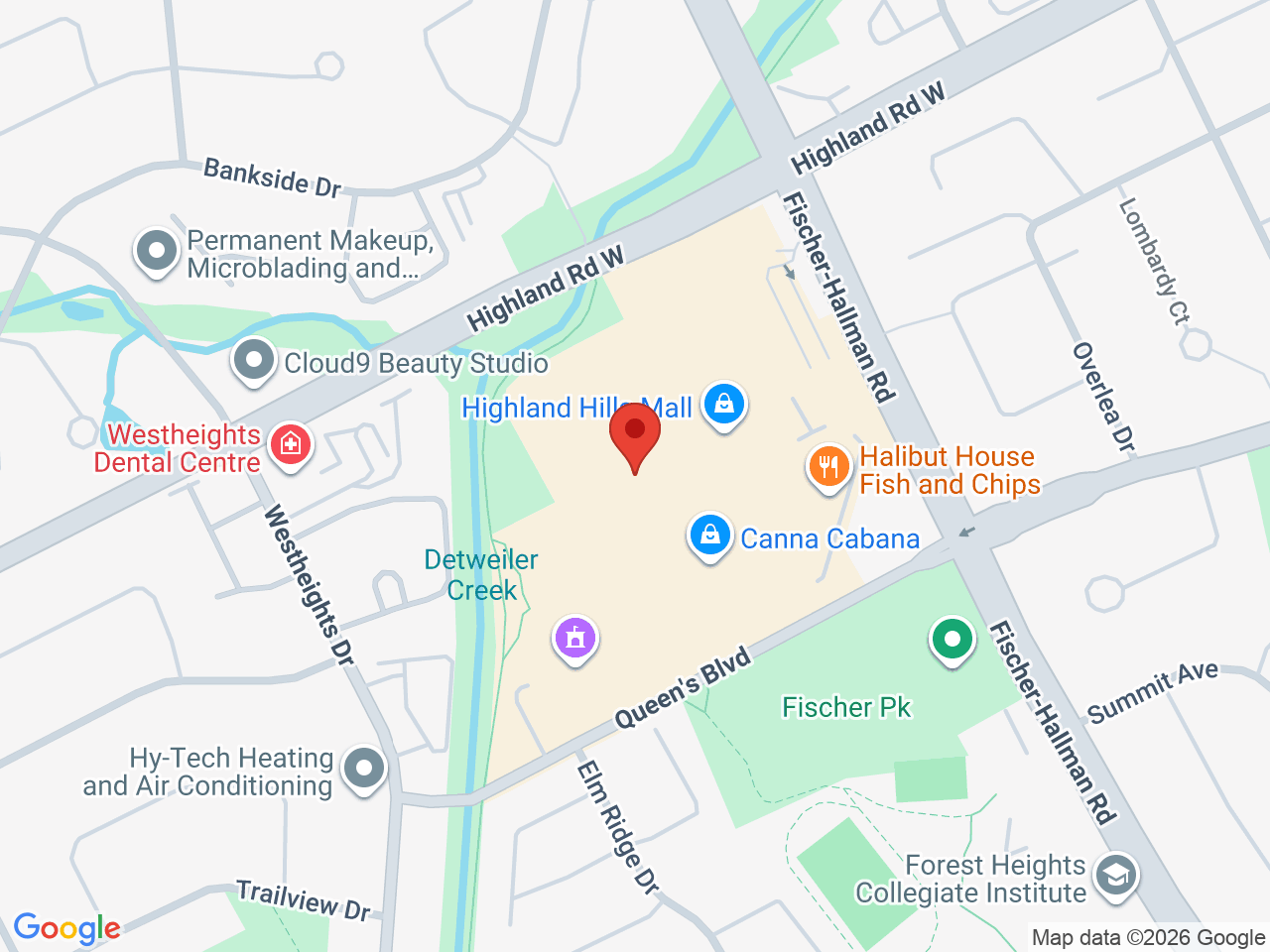 Street map for Canna Cabana, 875 Highland Rd W #106A, Kitchener ON