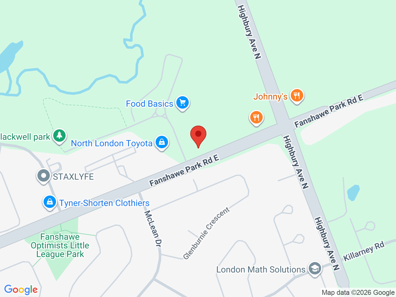 Street map for Canna Cabana, 1294 Fanshawe Park Rd E unit c, London ON