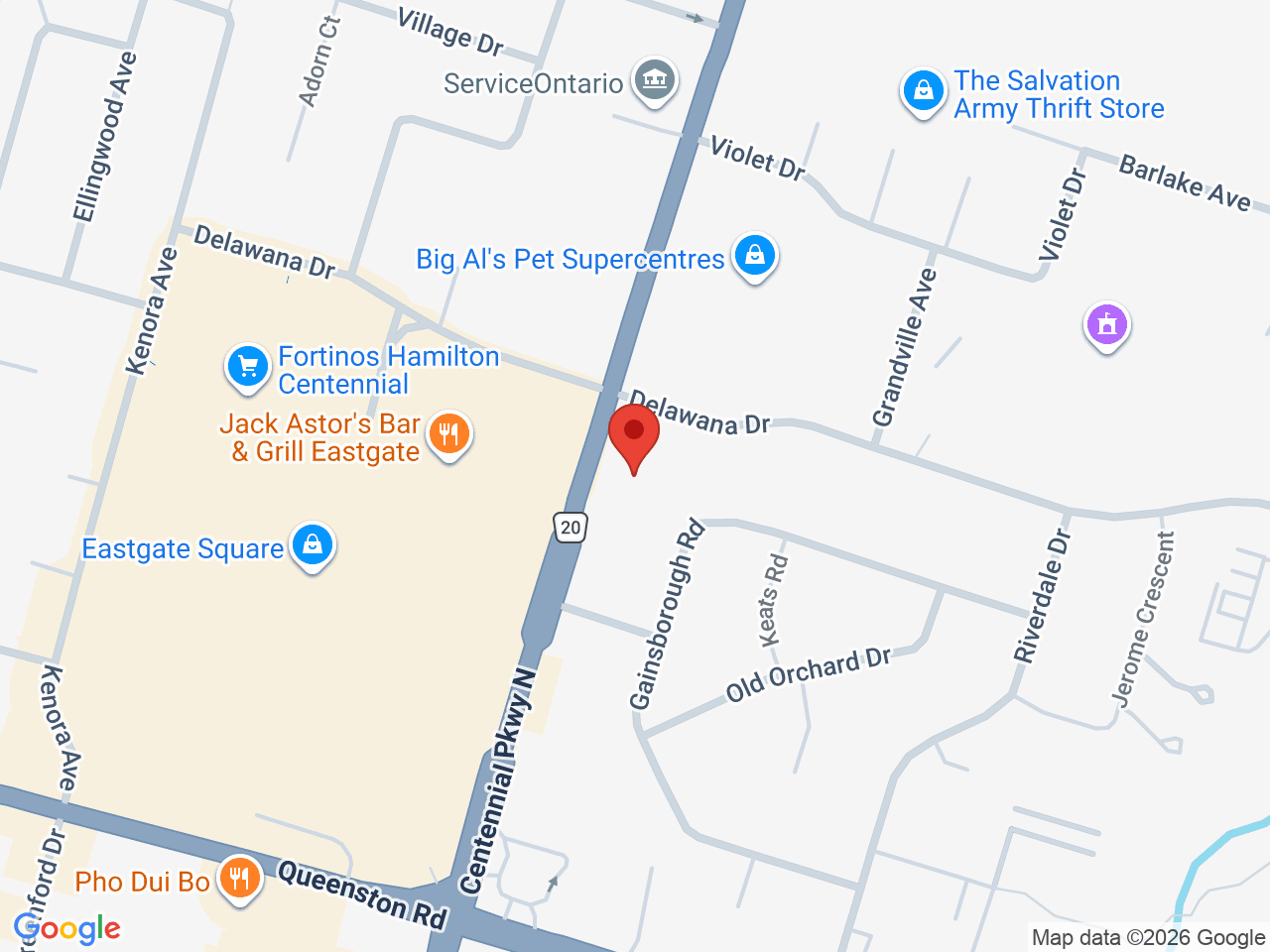Street map for Discounted Cannabis, 96 Centennial Pkwy N unit 10, Hamilton ON